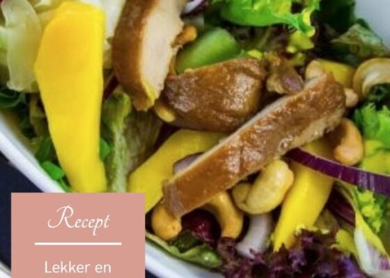 Maaltijdsalade mango, avocado, gerookte kip en meer…