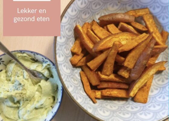 Zoete aardappelfrietjes met avocadomayonaise