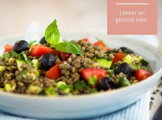 Linzensalade met walnoten en rucola